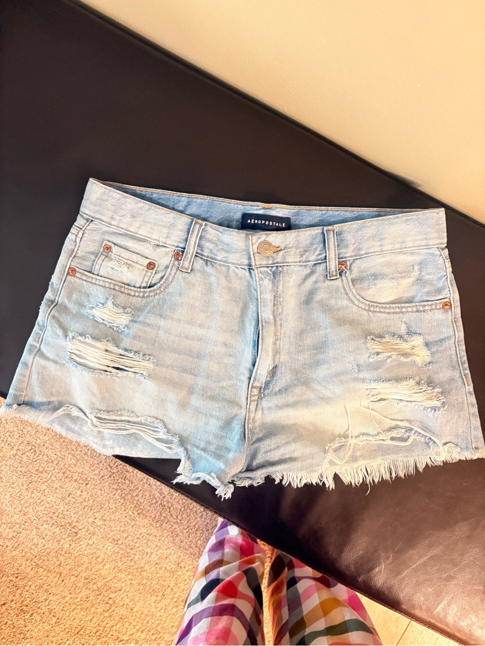 Aeropostale Light Wash Distressed Denim Shorts